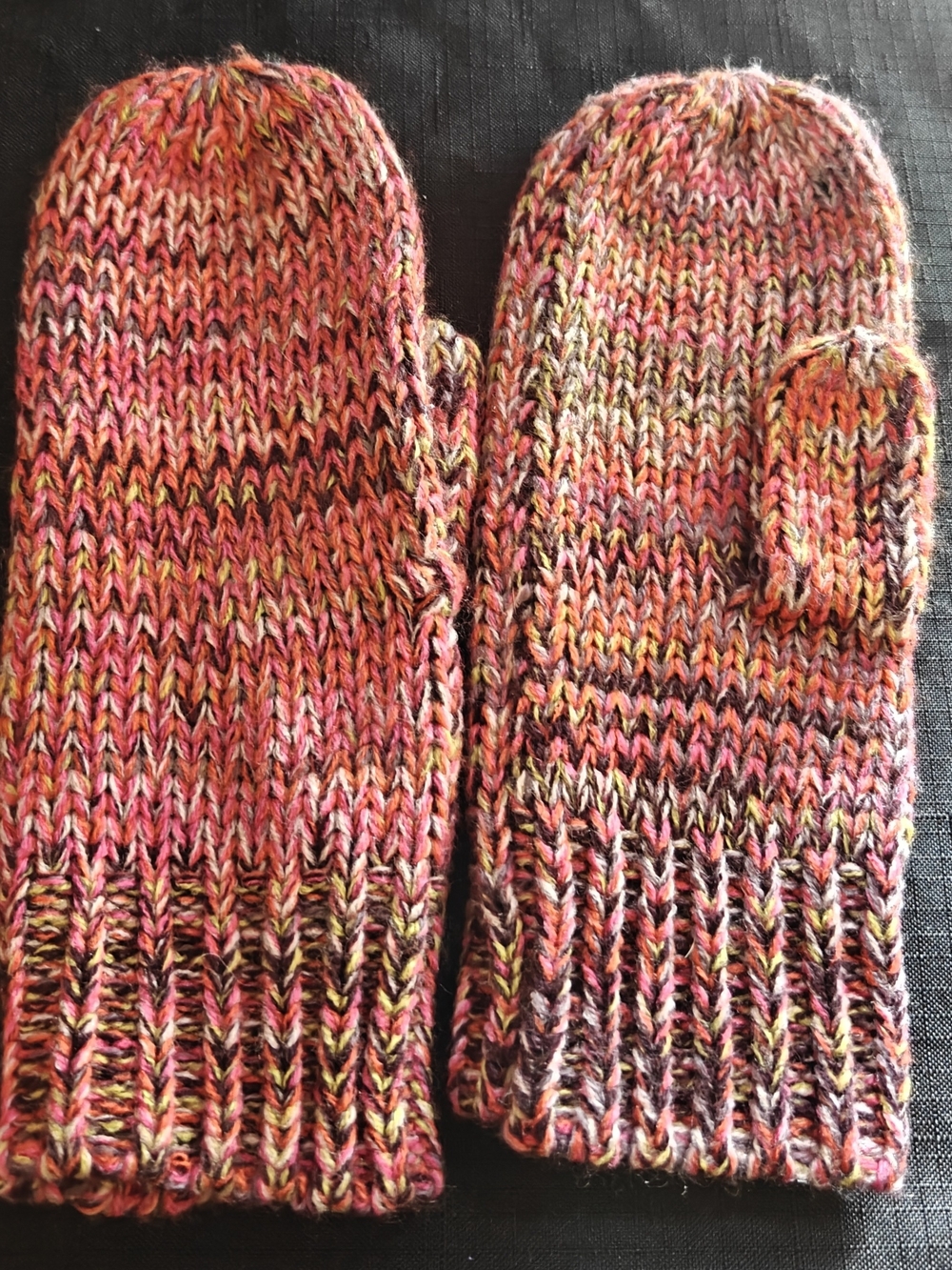 Lane Bryant Variegated Knit Mittens in Pink, Orange, Brown & Cream